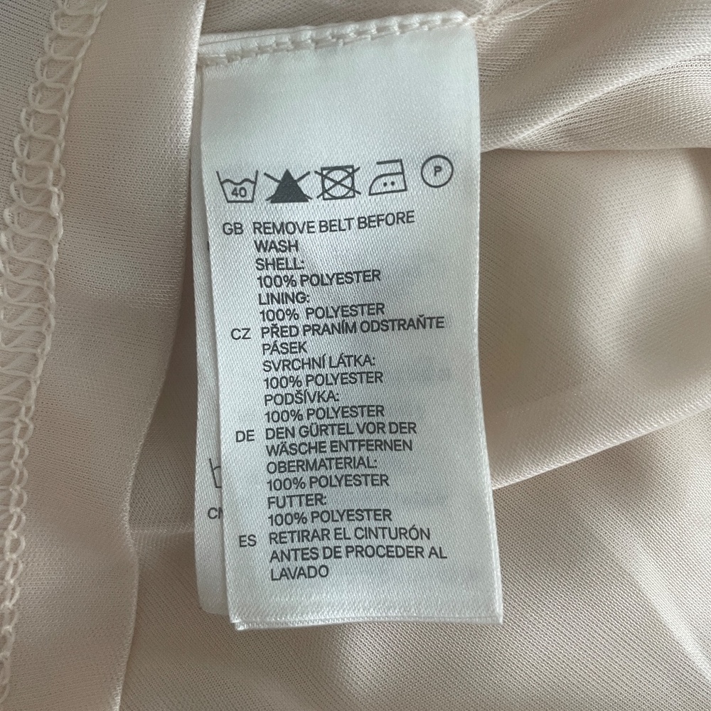 H&M Ivory Slip Mini Dress with Black Belt, Size 4 - Picture 6 of 7